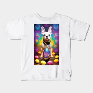 French Bully with Easter Egg Globe Kids T-Shirt